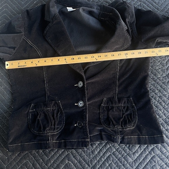 Tulle Plus Jacket Women Plus Size 1X Black Corduroy Button Up Blazer Long Sleeve - Picture 5 of 8